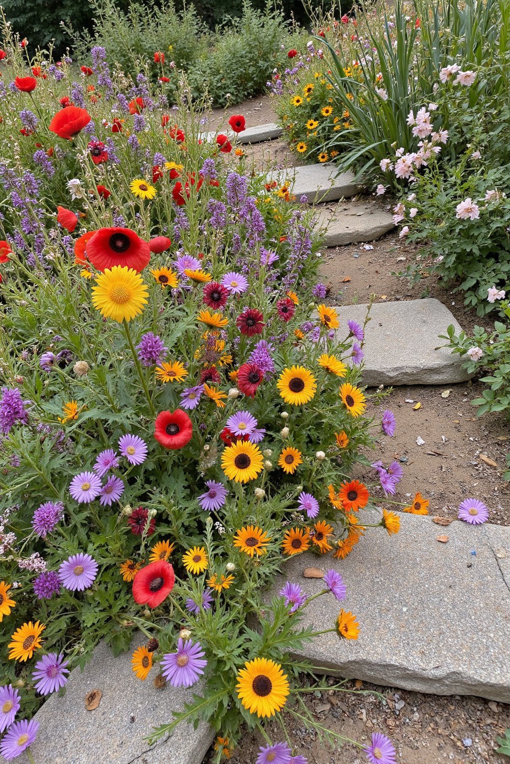 chaos gardening ideas - Vibrant Chaos Flower Garden: A Riot of Color - Chaos gardening: a wildflower explosion! Poppies, sunflowers, and...