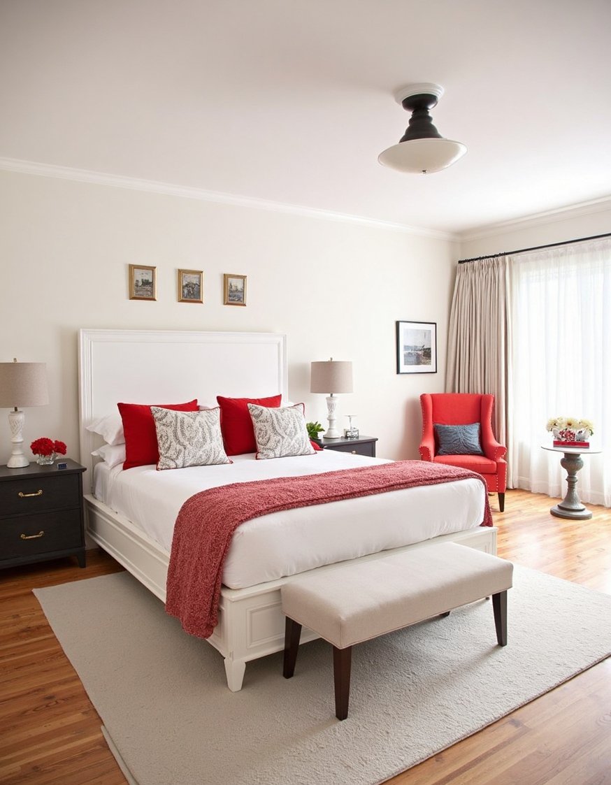 cherry bedroom ideas - Red & White Cherry Wood Bedroom: Airy & Bright - Cherry bedroom ideas don't have to be dark!...
