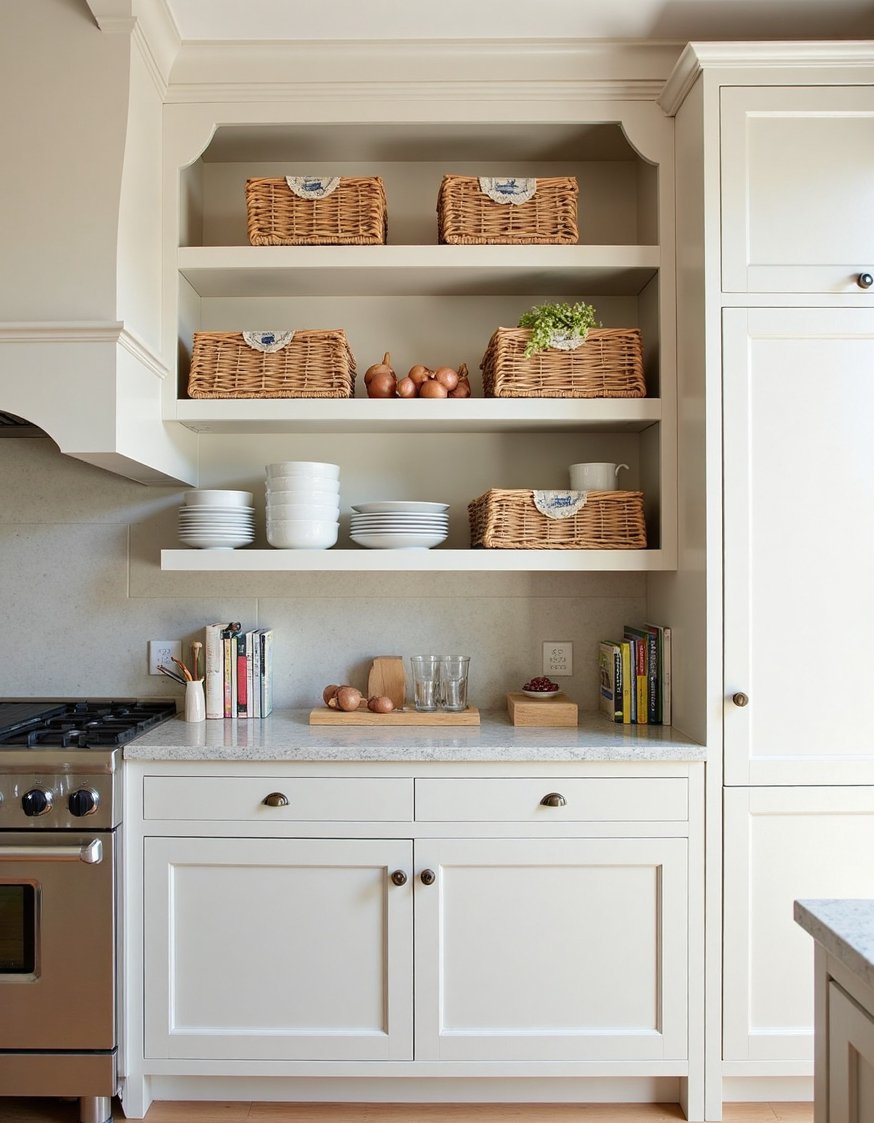 Kitchen cabinet organizers ideas - Farmhouse Kitchen: Organized Cabinets & Open Shelving - Check out my farmhouse kitchen's open shelving! I...
