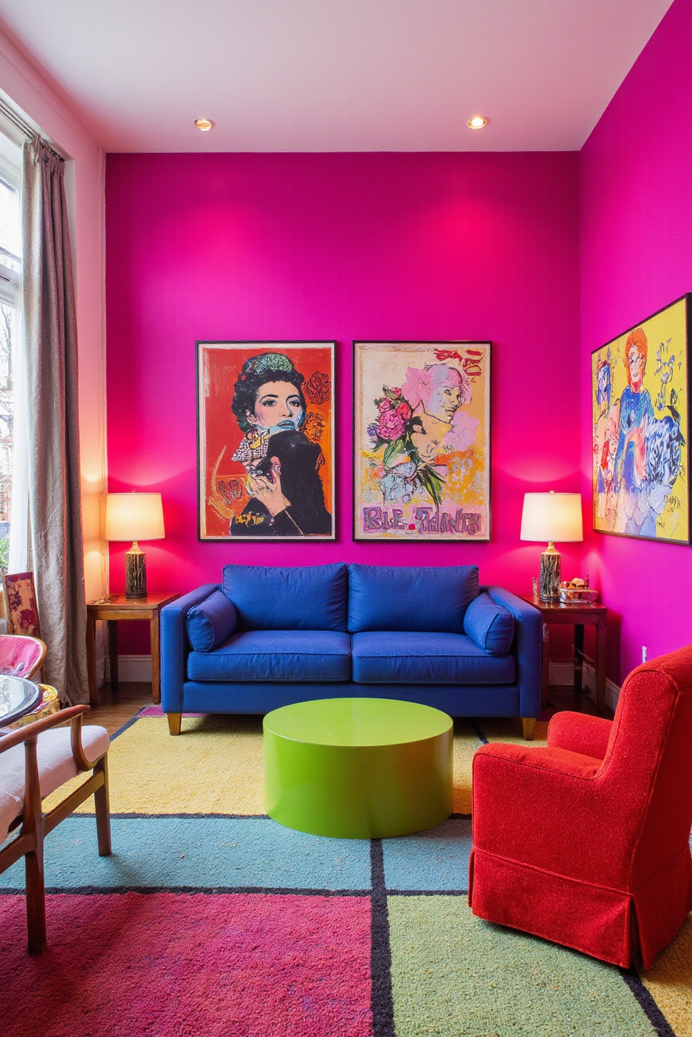 Living room colors ideas - Vibrant Pop Art Living Room Ideas - ### Fuchsia Fun: A Pop Art Explosion! A...