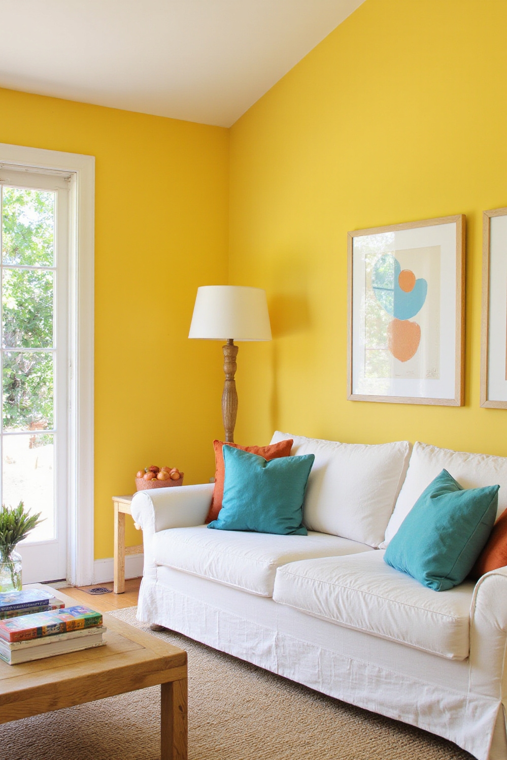 Living room colors ideas - Unleash Sunny Yellow Living Room Joy - ### Sunny Hues and Happy Vibes Sunlight streams...