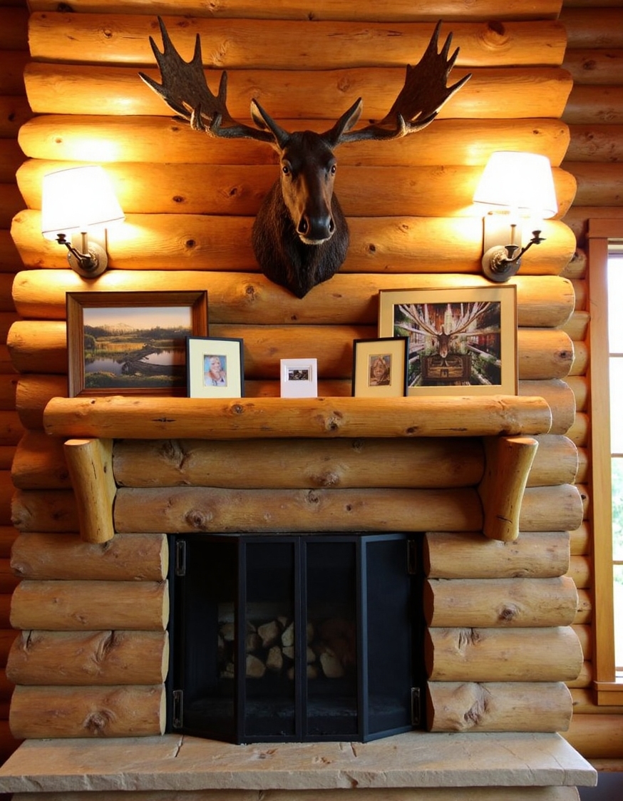 cabin substantial fireplace wall built from 3 5