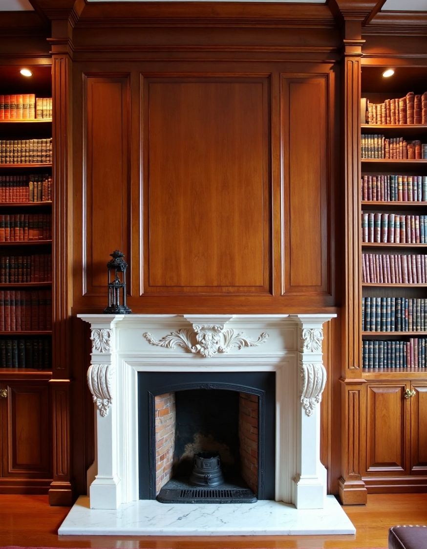 classic imposing fireplace wall entirely clad 7