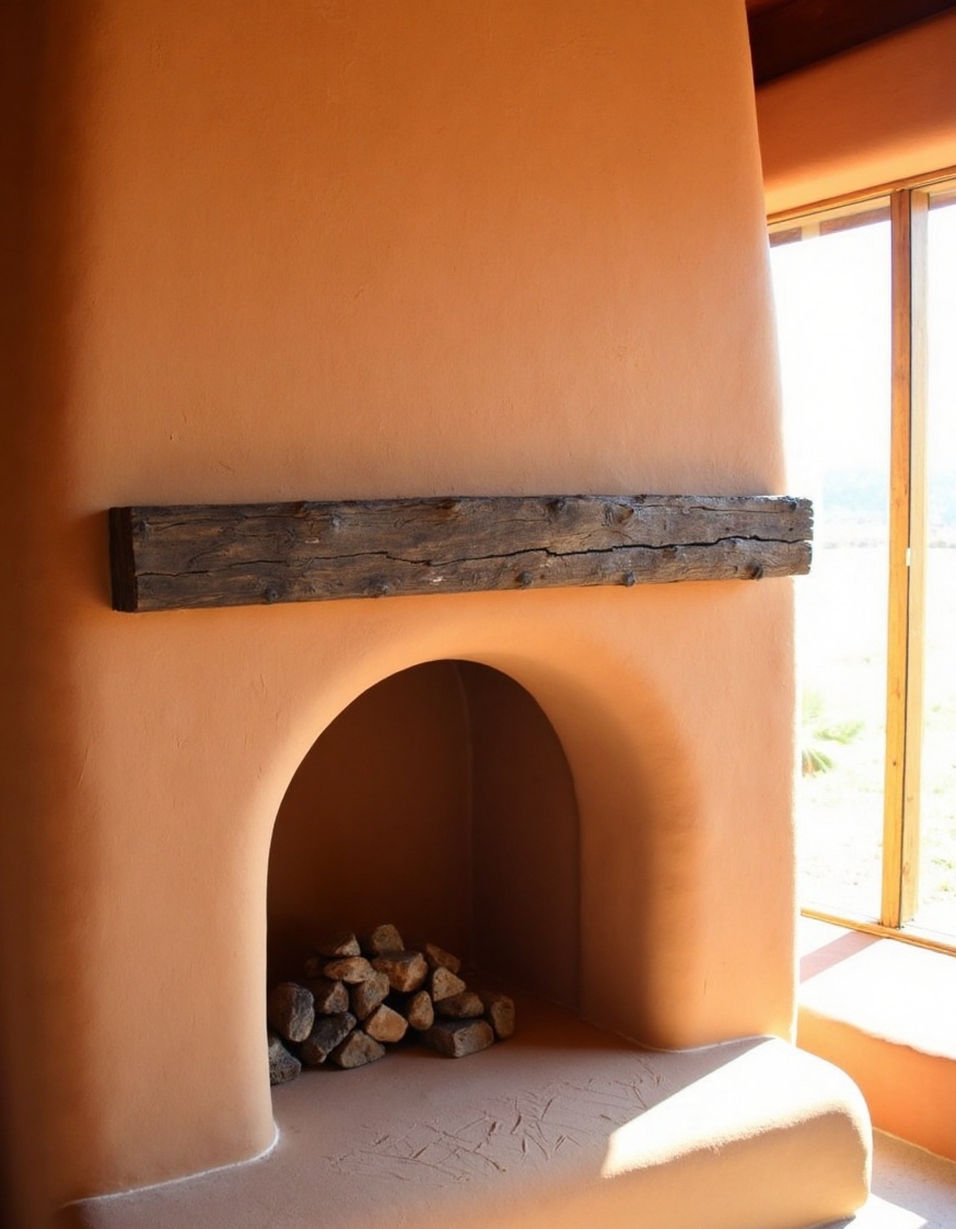 distinctive fireplace wall built traditional adobe 5