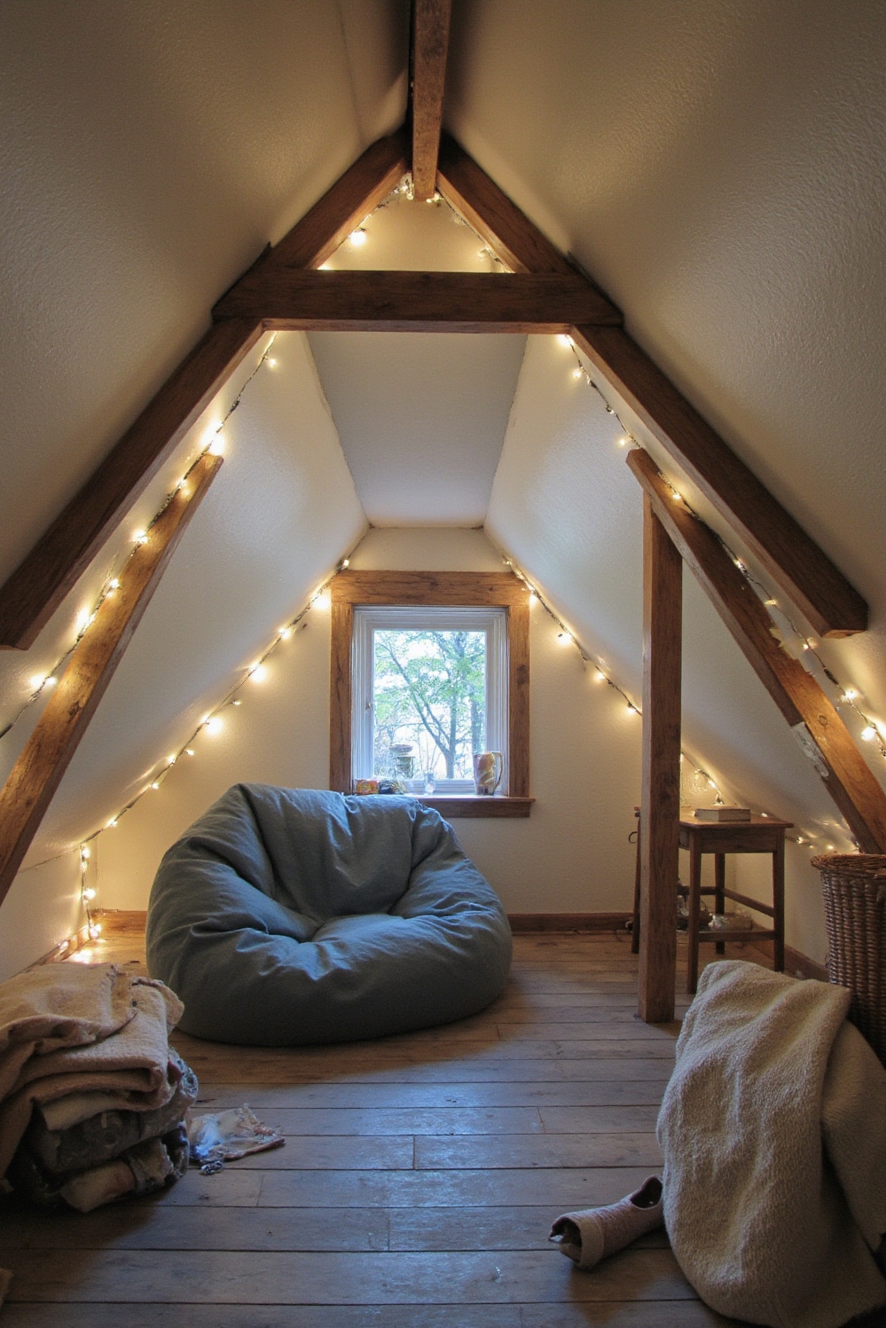 Cozy room aesthetic - Cozy Attic Hideaway Secrets - Sunlight streams softly through a dormer window, illuminating...