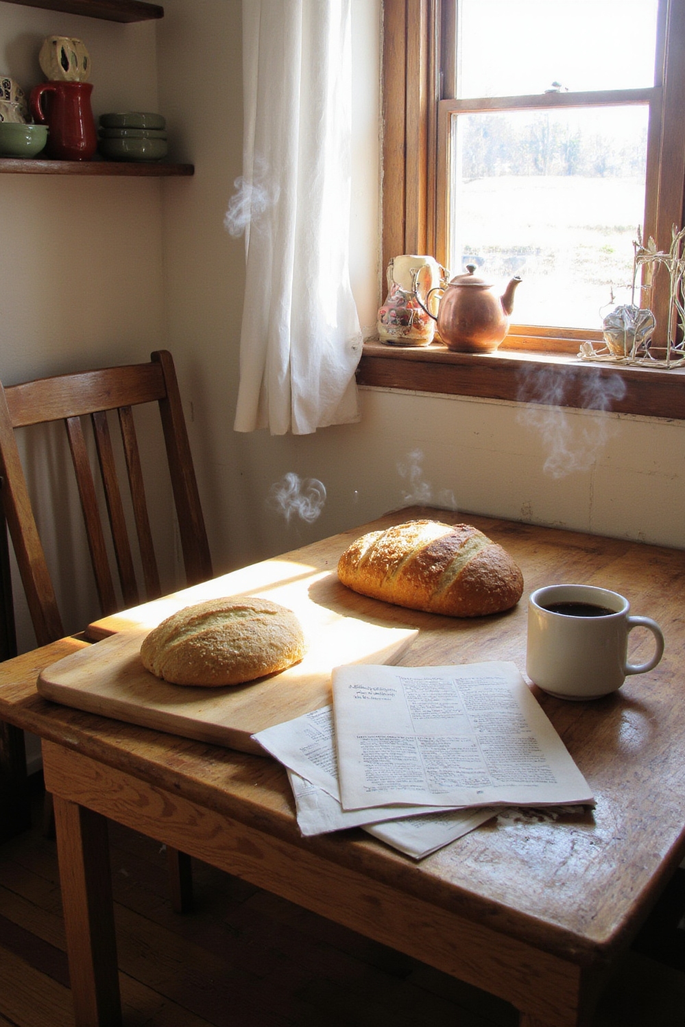 Cozy room aesthetic - Inviting Spaces, Wholesome Comfort - Sunlight floods a charming kitchen nook, warming the...