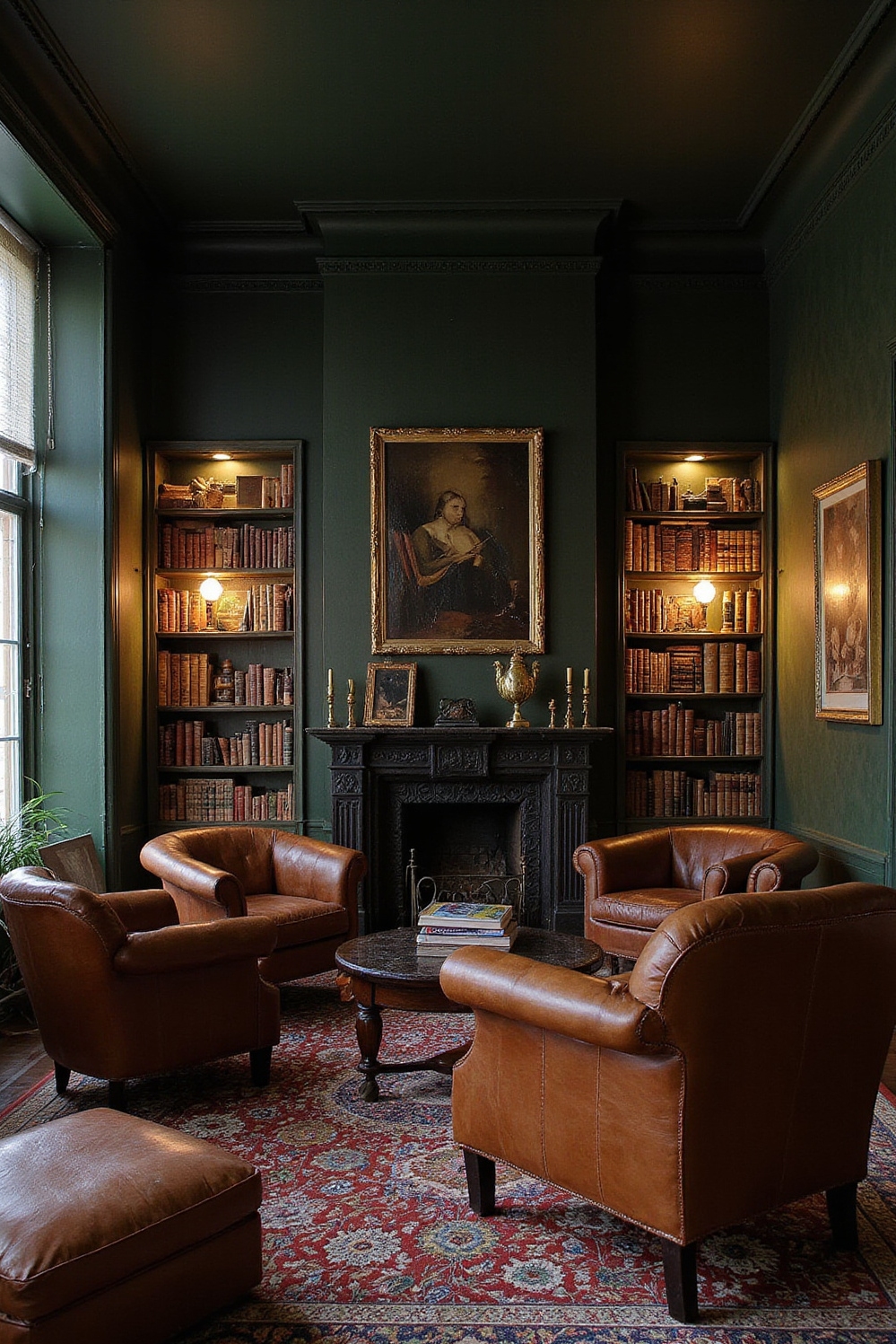 Living room colors ideas - Deep Hues For Cozy Living - ### Embrace the Allure of a Library-Inspired Living...