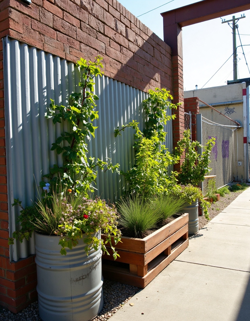 reclaimed industrial blending grit with planters 2