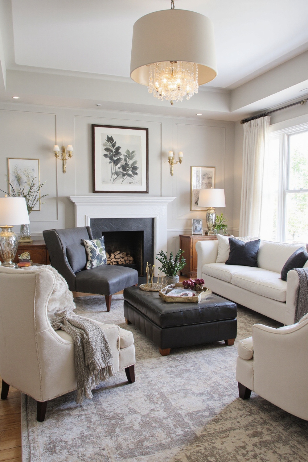 Living room colors ideas - Greige Living Room: Timeless Elegance - ### Greige Glamour: A Transitional Treasure The drum...