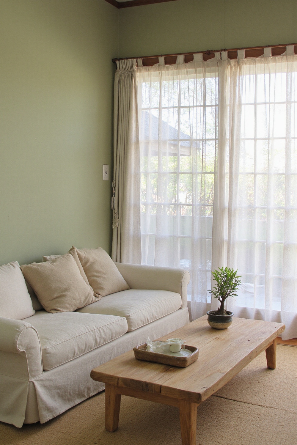 Living room colors ideas - Sage Green Serenity Unveiled - ### Embracing Serenity: A Japandi Living Room Pale...