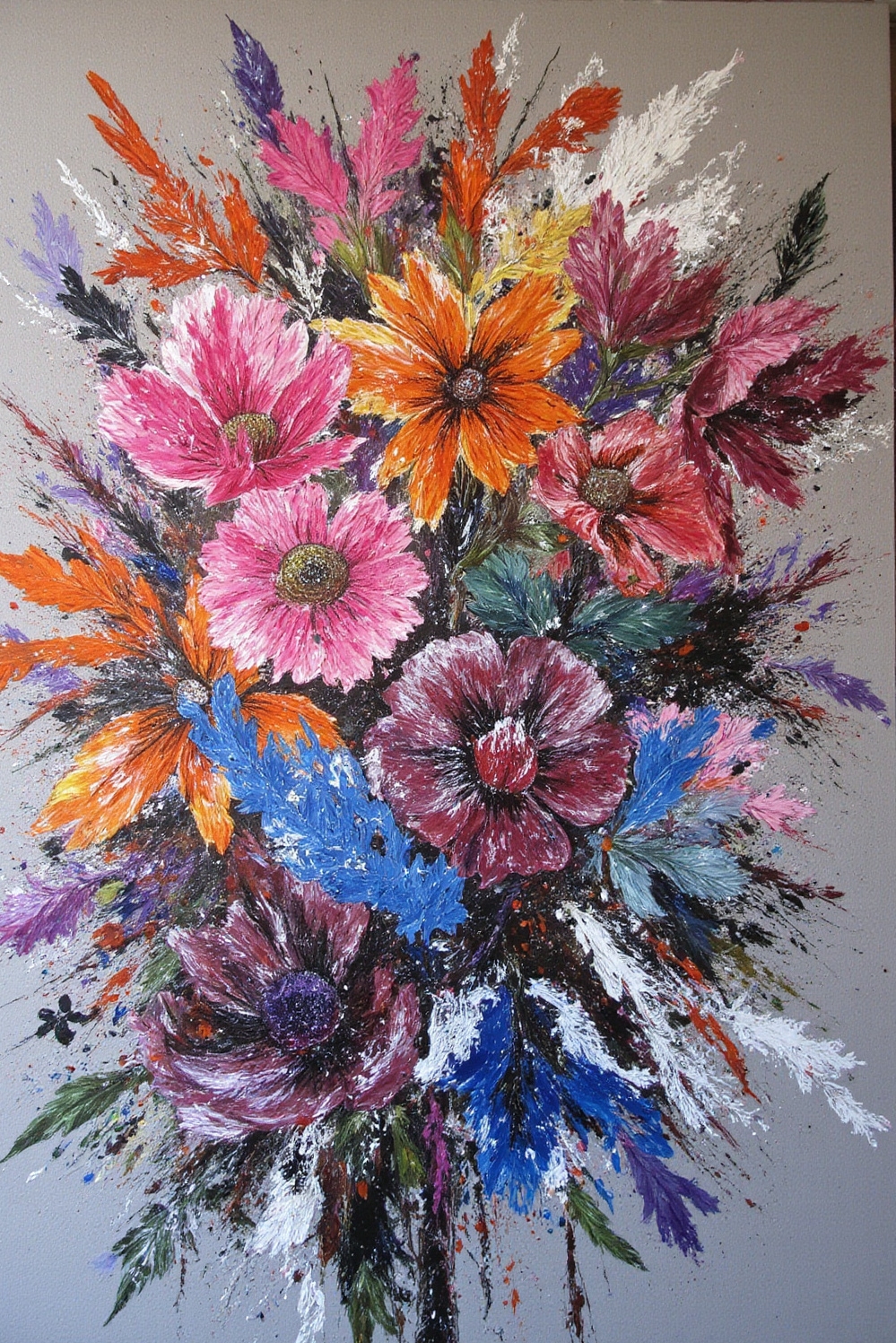 floral wallpaper ideas - Paint-Splattered Floral Masterpieces - Dive headfirst into a world of dramatic artistry...