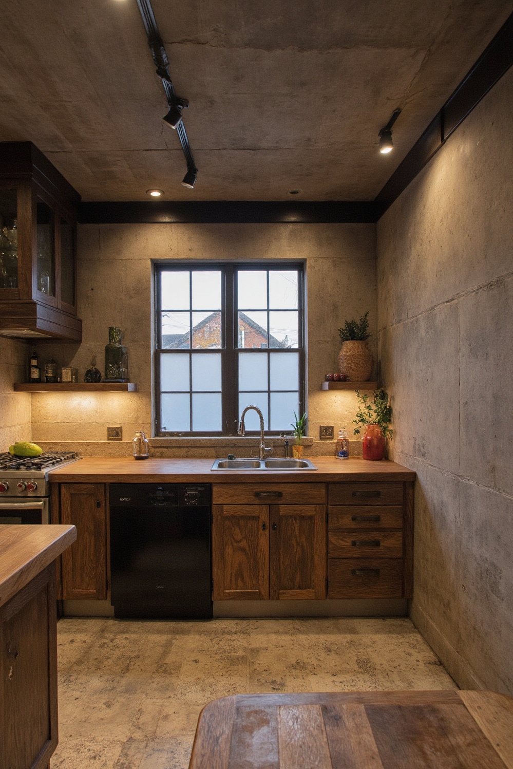Industrial kitchen design - Industrial Basement Brilliance - This basement loft explodes with industrial charm, defying...