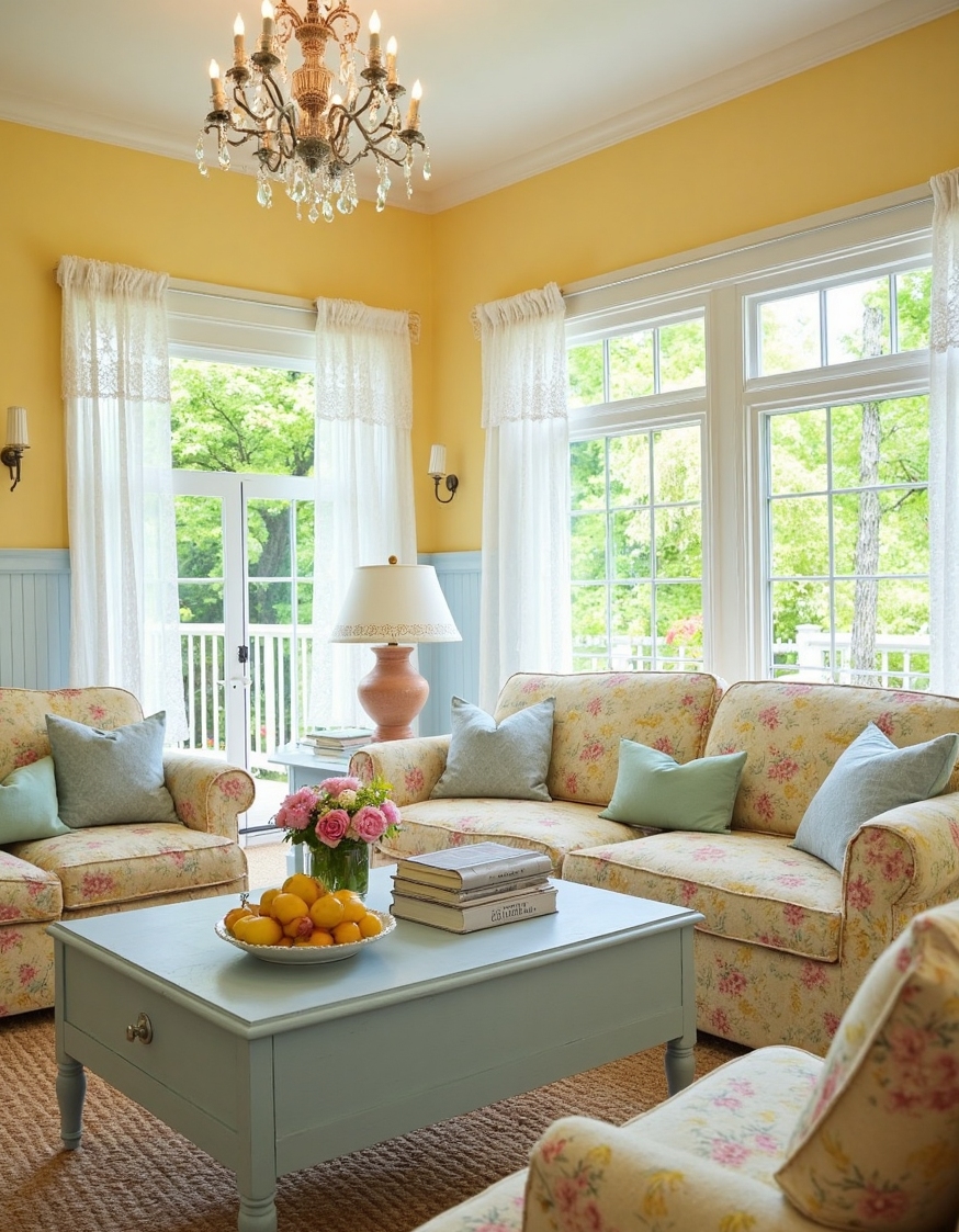Family Room Design - Your Sunny Cottage Family Sanctuary - Sunlight floods this cottage-style family room, bouncing off...