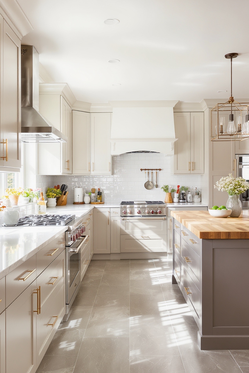 Taupe kitchen cabinets - Taupe Kitchen: Bright, Welcoming Space - Sunlight streams into this inviting kitchen, highlighting the...