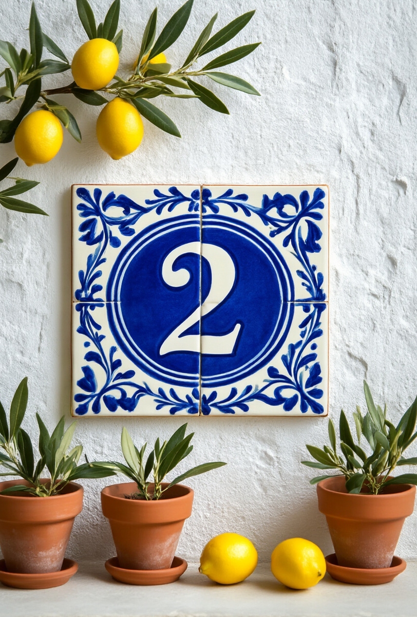 wedding table numbers - Mediterranean Table Number Style - Cobalt blue pops vibrantly as the hand-painted number...