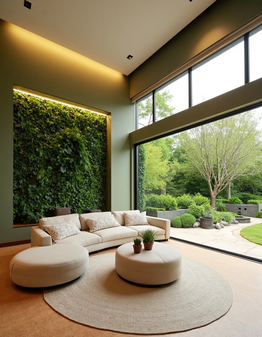 Family Room Design - Biophilic Family Room Oasis - Step into this family room and feel instant...