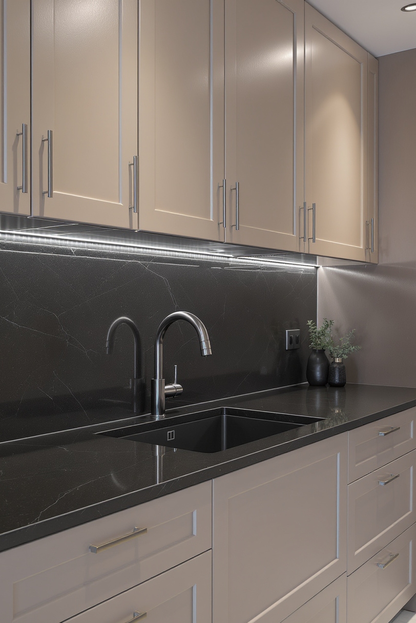 Taupe kitchen cabinets - Taupe Cabinets: Contemporary Chic Defined - Taupe cabinets establish a serene and sophisticated mood...