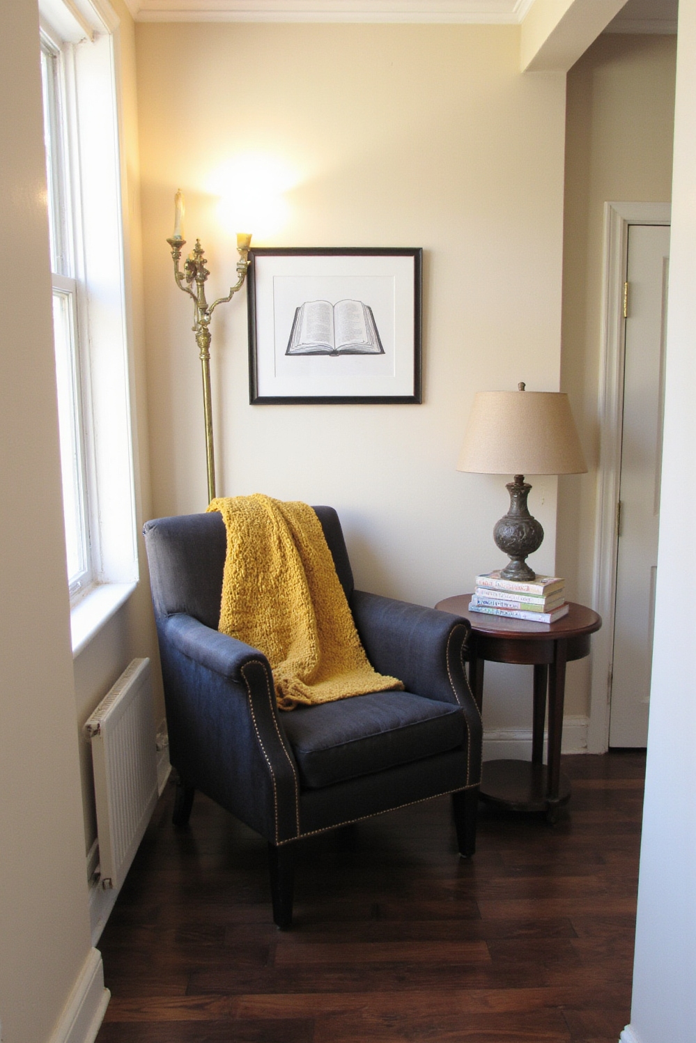 end of hallway decor - Your Hallway's Cozy Reading Retreat - At the end of a narrow hallway, a...