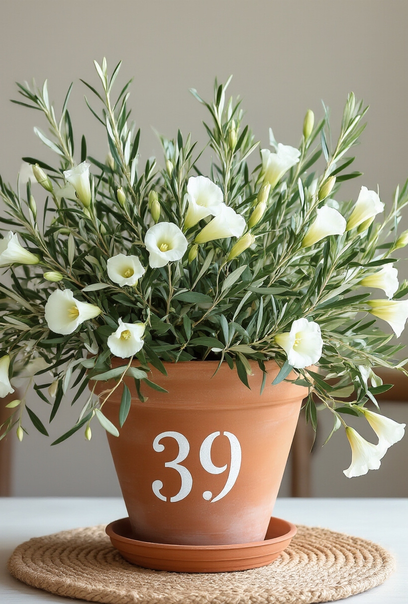 wedding table numbers - Potting Pretty Table Numbers - Sunlight warms a distressed terracotta pot, its timeworn...