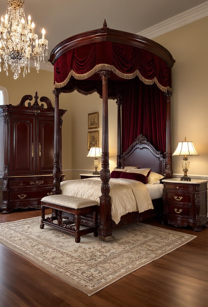 bedroom furniture sets - Regal Bedroom Furniture Sets - The image presents a bedroom where drama and...