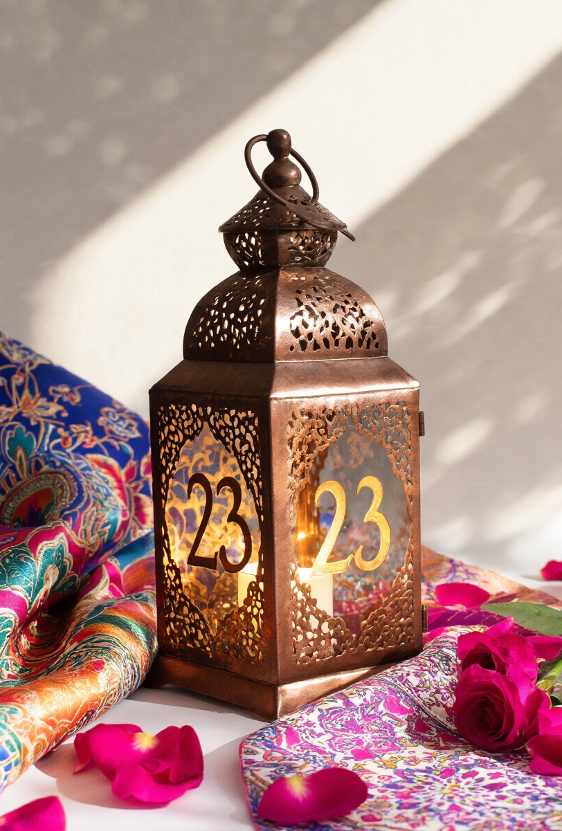 wedding table numbers - Showstopping Table Number Concepts - A hammered copper lantern commands attention with its...