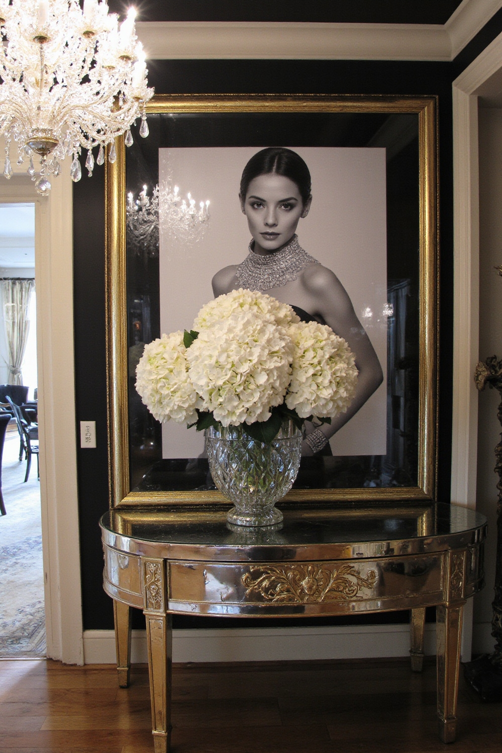 end of hallway decor - Your Hallway's Star-Studded Statement - High-gloss walls amplify light as you gaze down...