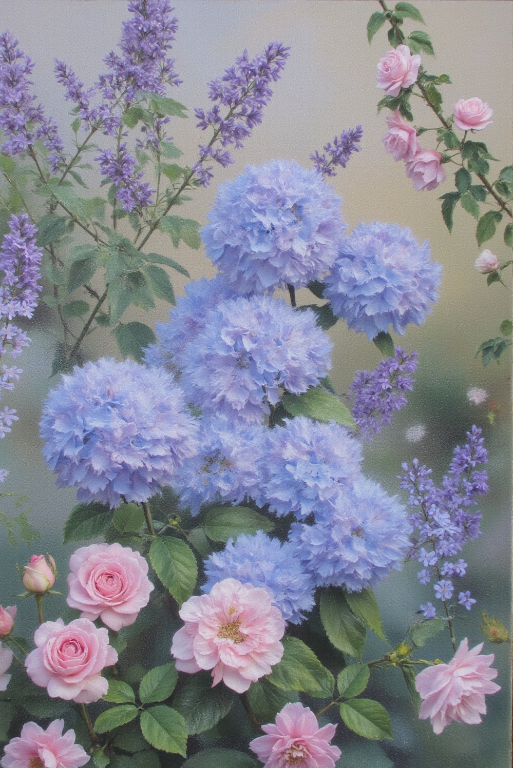 floral wallpaper ideas - Impressionistic Garden Wall Art - Step into a world of soft-focus beauty with...