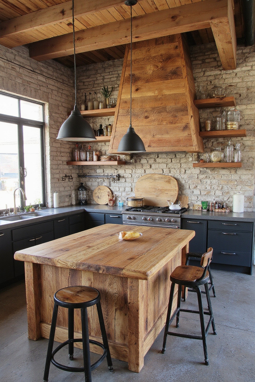Industrial kitchen design - Reclaimed Wood: Industrial Kitchen Warmth - This industrial kitchen immediately grabs your attention with...