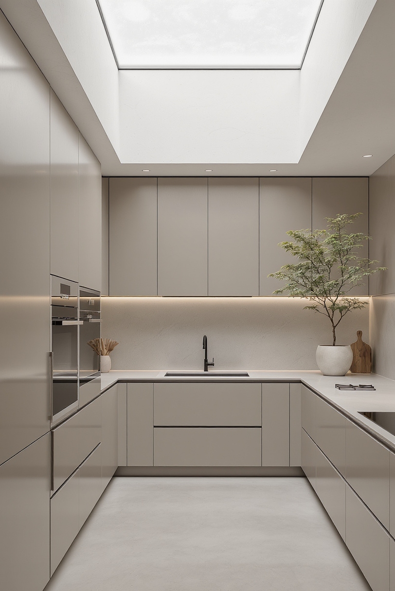 Taupe kitchen cabinets - Zen Calm With Taupe Cabinets - Smooth taupe cabinets immediately establish a sense of...