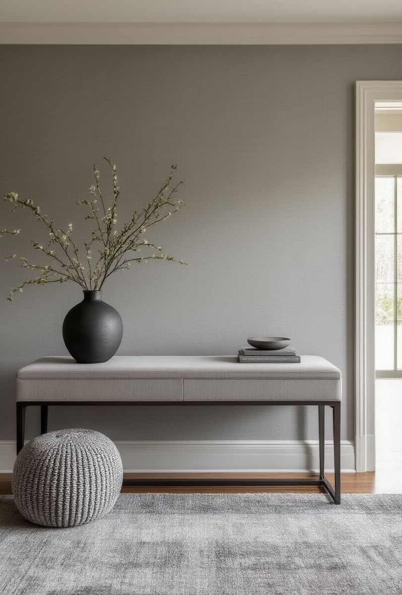 foyer decor ideas - Monochromatic Foyer: Subtle Sophistication - The foyer exudes sophisticated calm through a beautifully...