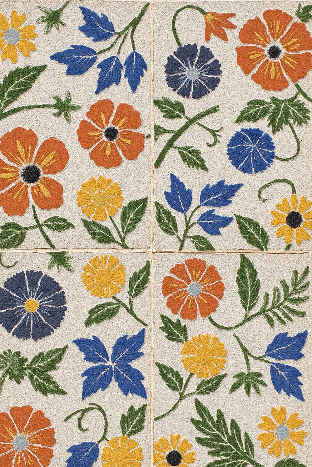 floral wallpaper ideas - Vibrant Mediterranean Tile Florals - Sunlight floods a room adorned with Mediterranean Tile...