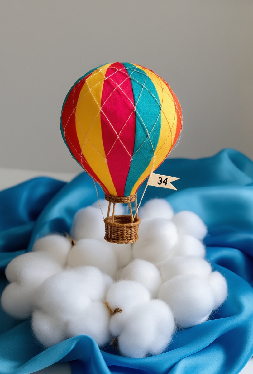 wedding table numbers - Table Numbers That Take Flight - A vibrant miniature hot air balloon bursts with...