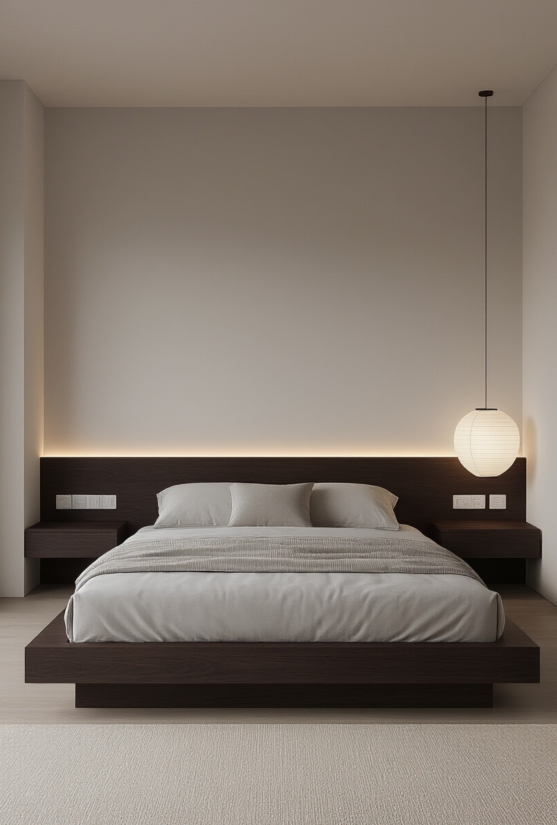 bedroom furniture sets - Minimalist Bedroom Retreats Await - Wenge wood anchors this minimalist bedroom, radiating a...
