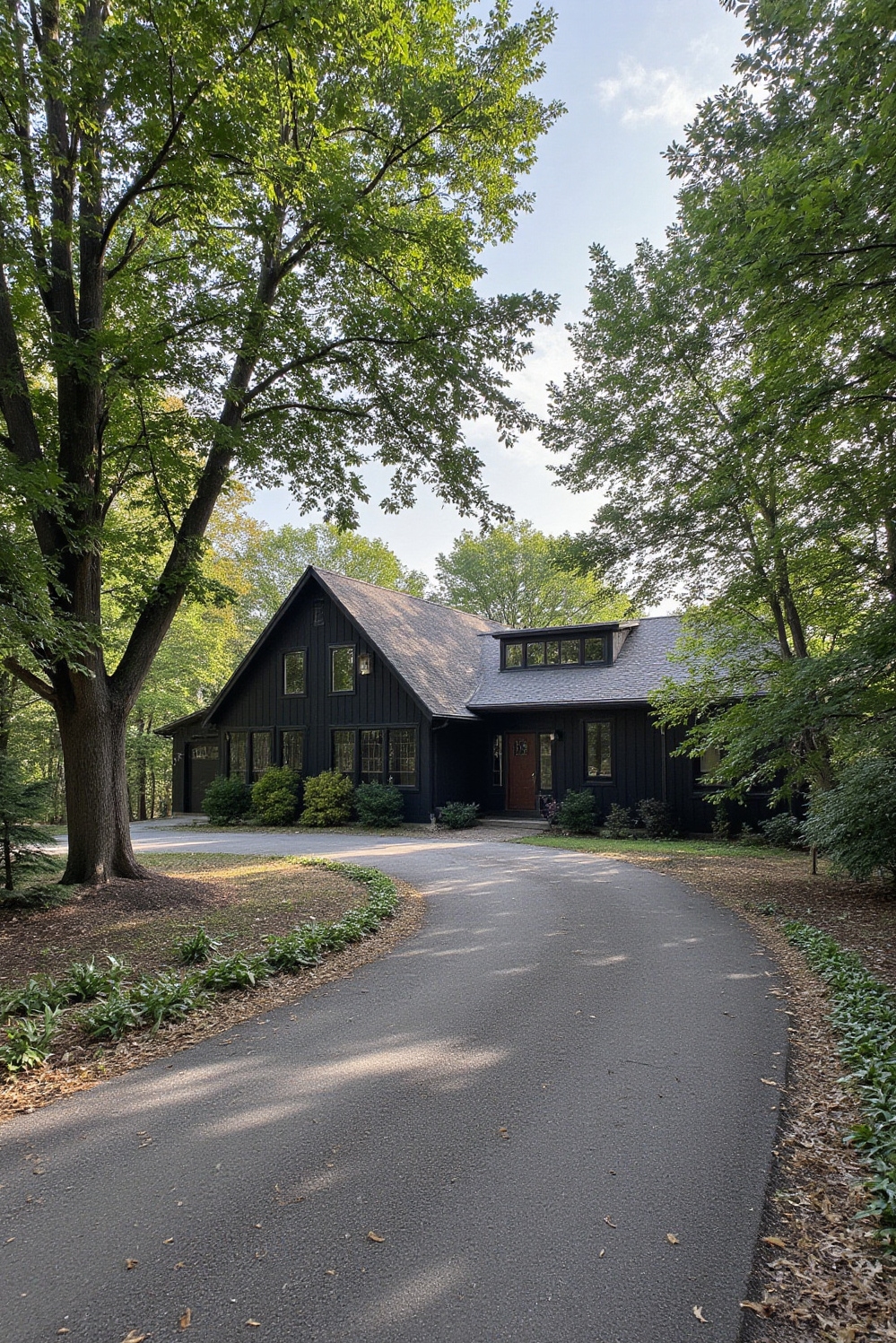 modern barn house - Approaching The Modern Barn Home - The winding approach reveals a modern barn house,...
