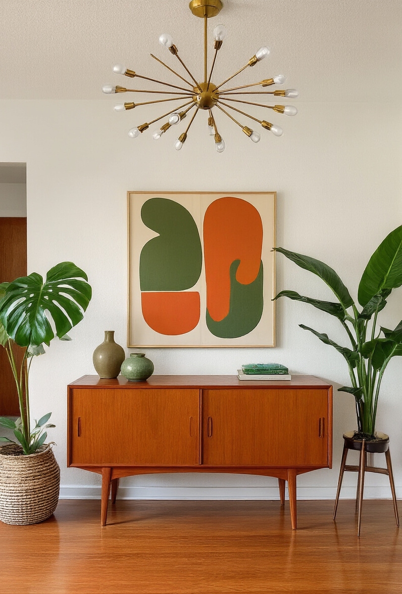 foyer decor ideas - Retro Chic Foyer Entryway Ideas - Step into this retro-chic foyer and feel instantly...