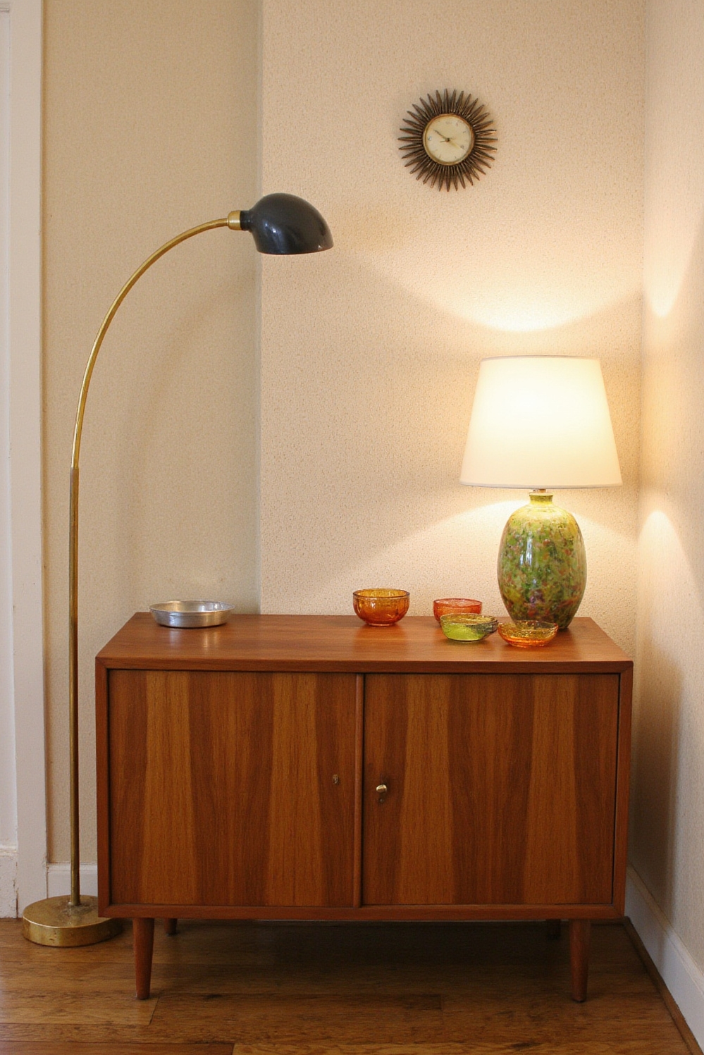 end of hallway decor - Atomic Glow at Hall's End - A sleek, mid-century modern vibe instantly elevates this...