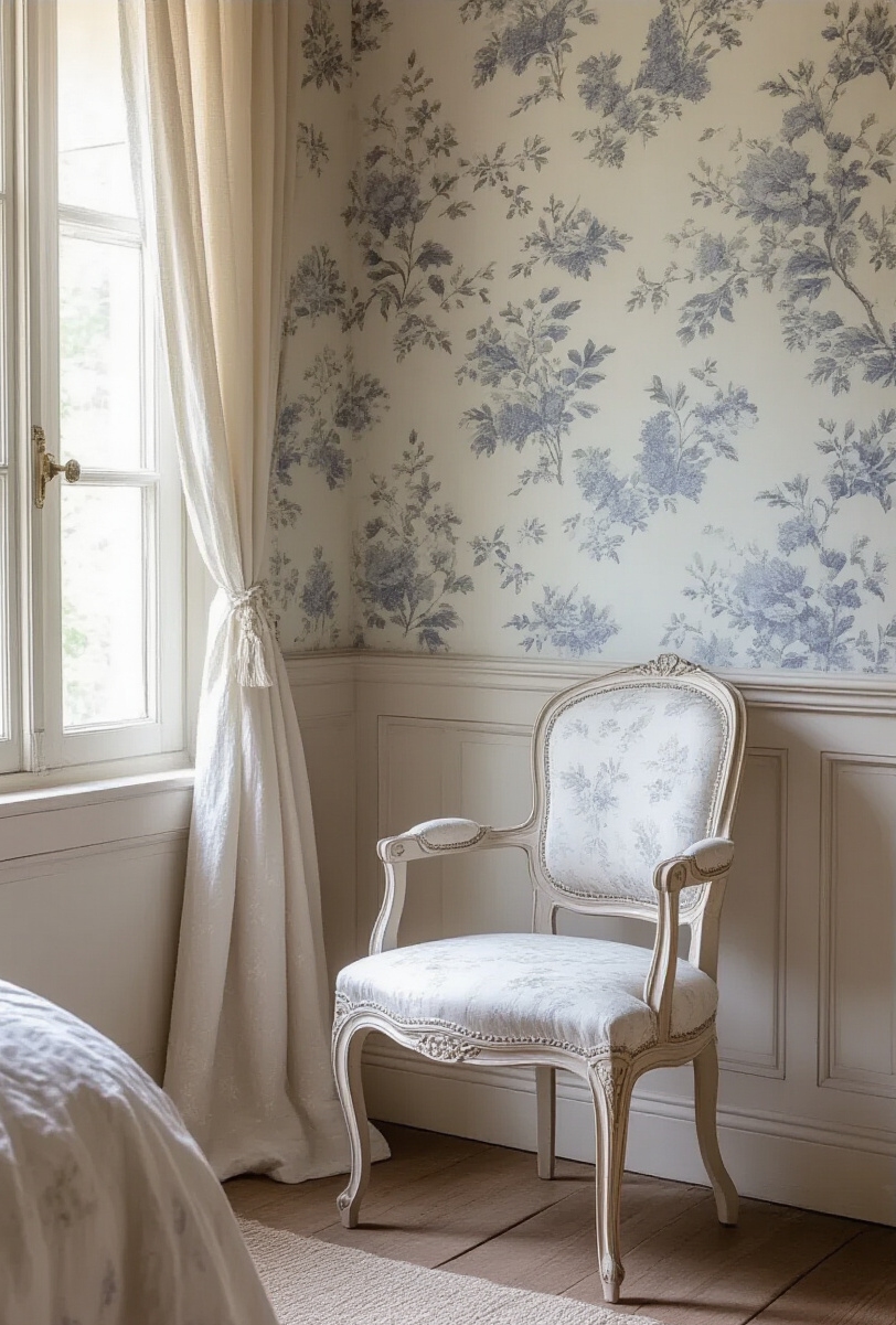 wall moldings - Provincial Molding's Timeless Grace - A chalky, antique white chair rail graces the...