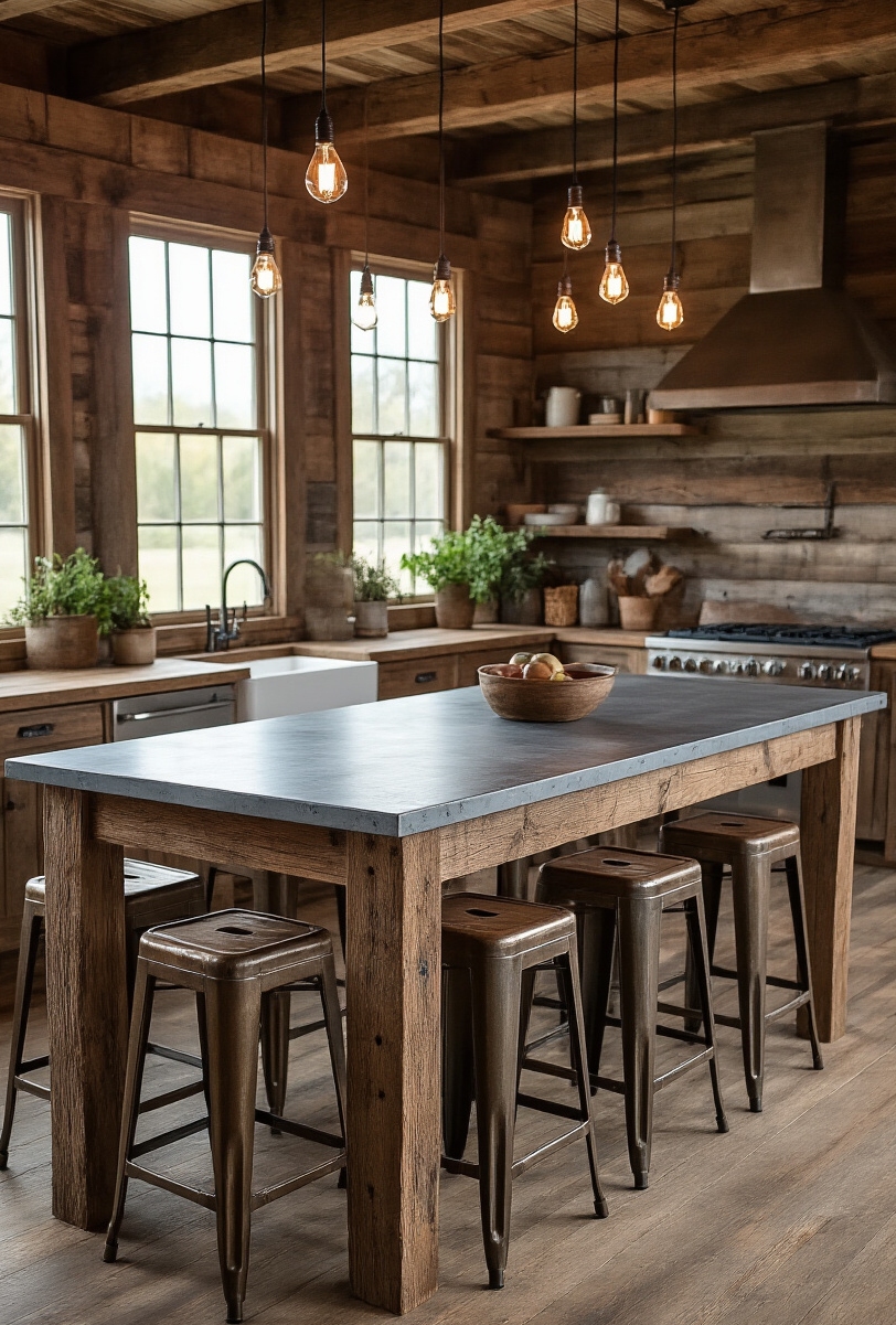 kitchen island seating - Imperfectly Perfect Island Seating - A long kitchen island commands attention with its...