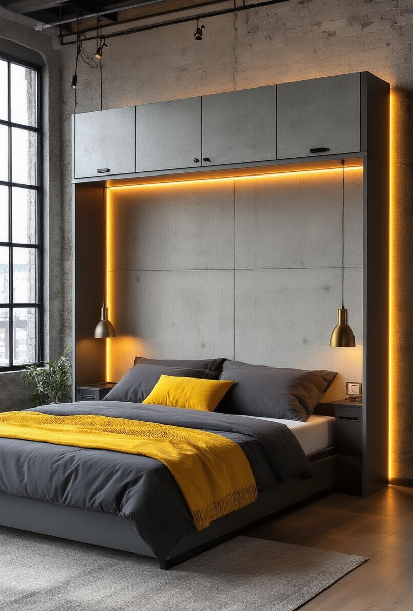 Blog Topic - Industrial Chic Bed Transformation - The Murphy bed transforms into a stunning architectural...
