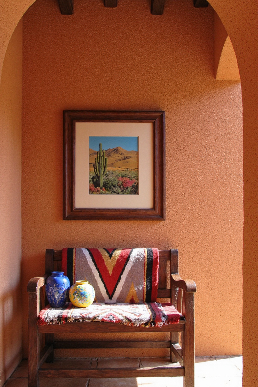end of hallway decor - Desert-Inspired Hallway Destination - Sunlight floods this hallway and immediately draws your...