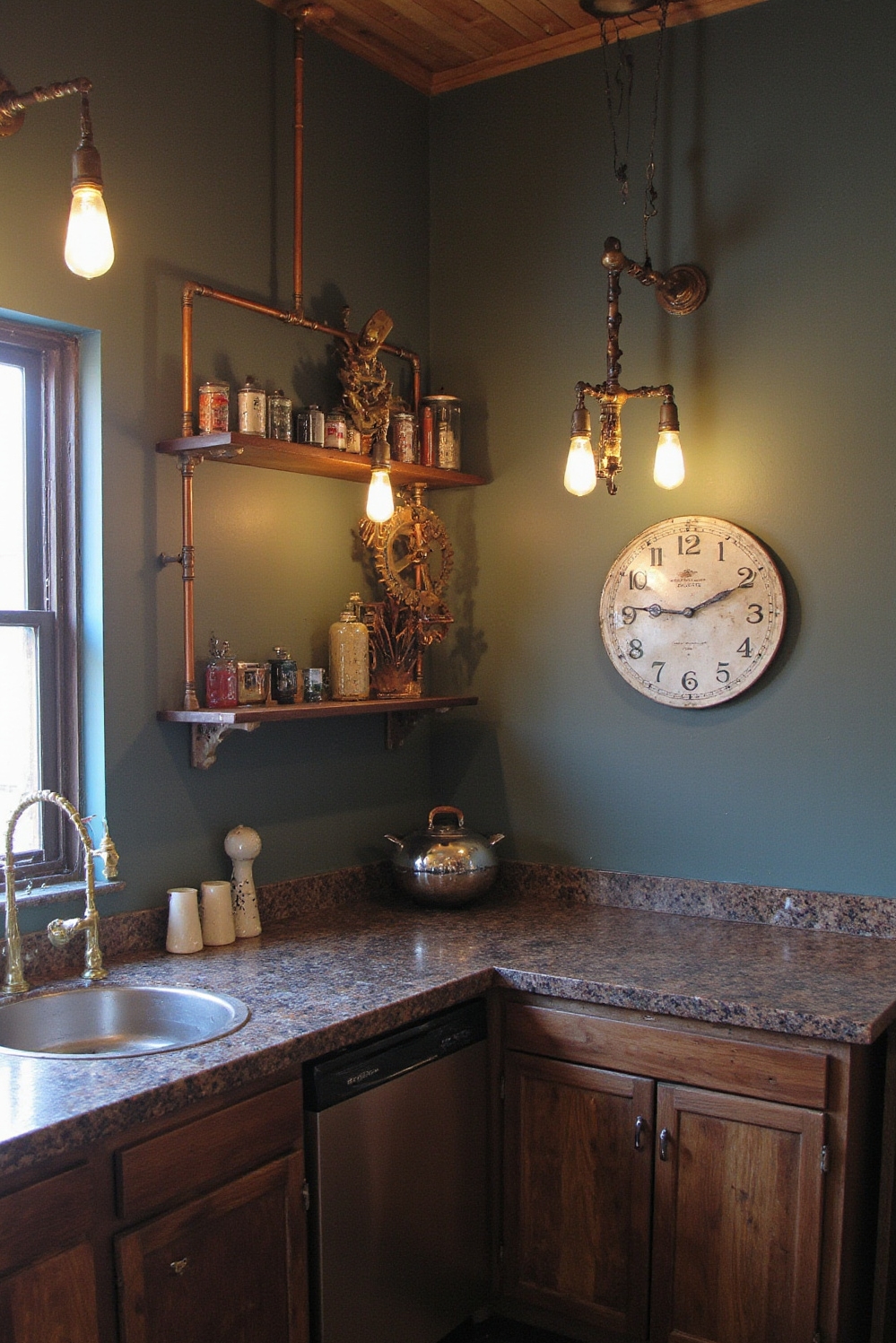 Industrial kitchen design - Steampunk Industrial Kitchen Charm - Sunlight streams into an industrial kitchen that feels...