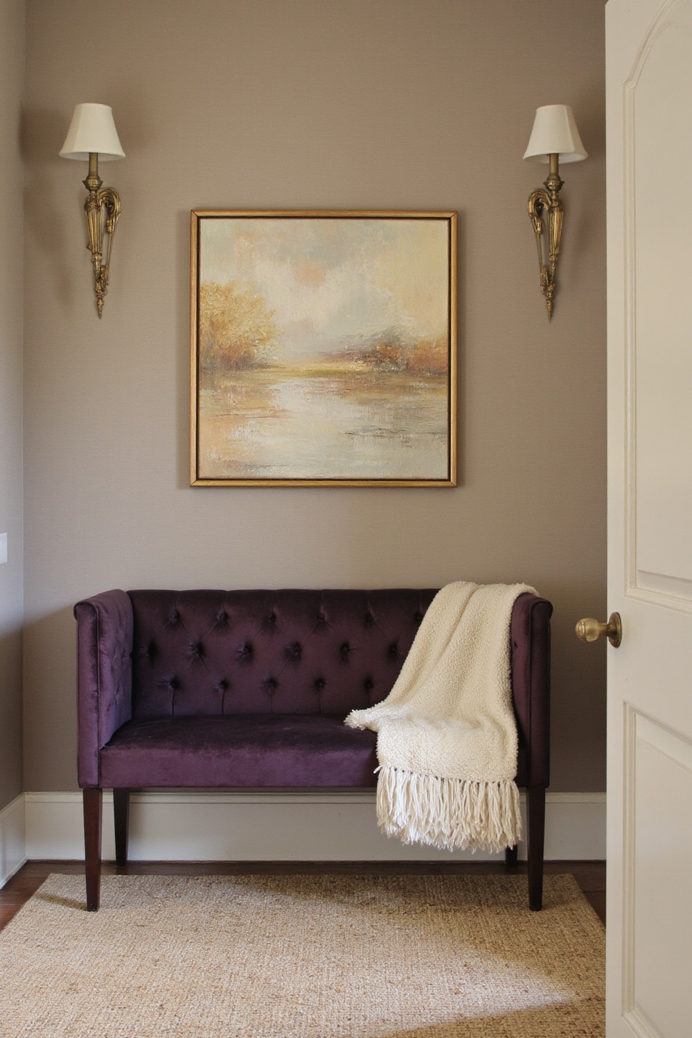 end of hallway decor - Refined Hallway Comfort Zone - This hallway ends with a sophisticated and utterly...