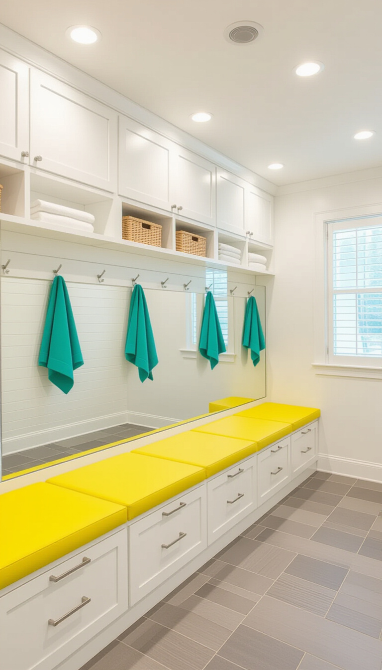 Mud Room With Mirror - Mudroom Mirrors: Style and Function - The mudroom exudes sophisticated, transitional style. A rectangular...