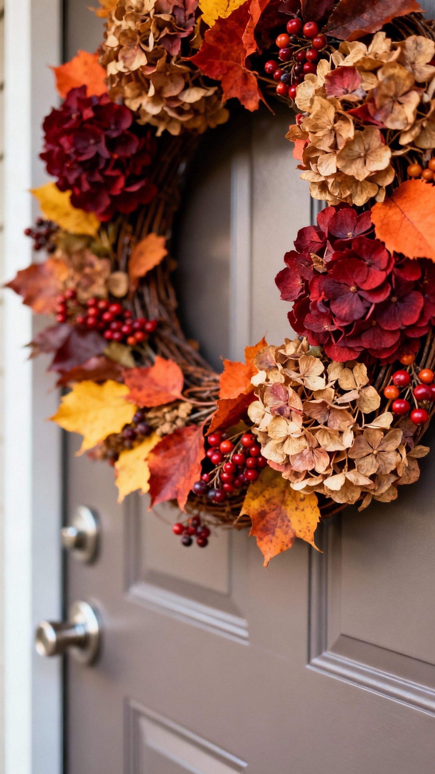 living room modern fall decor ideas - Fall Living Room: Modern Decor Ideas - A stunning fall wreath commands attention, bursting with...