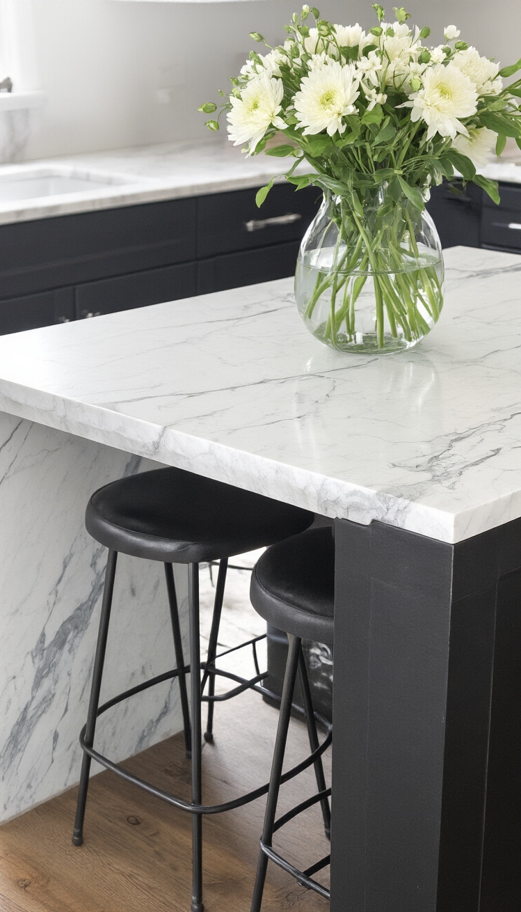 Black Kitchen Inspiration - Black Kitchen Island: Modern Elegance - A sleek black kitchen island commands attention with...