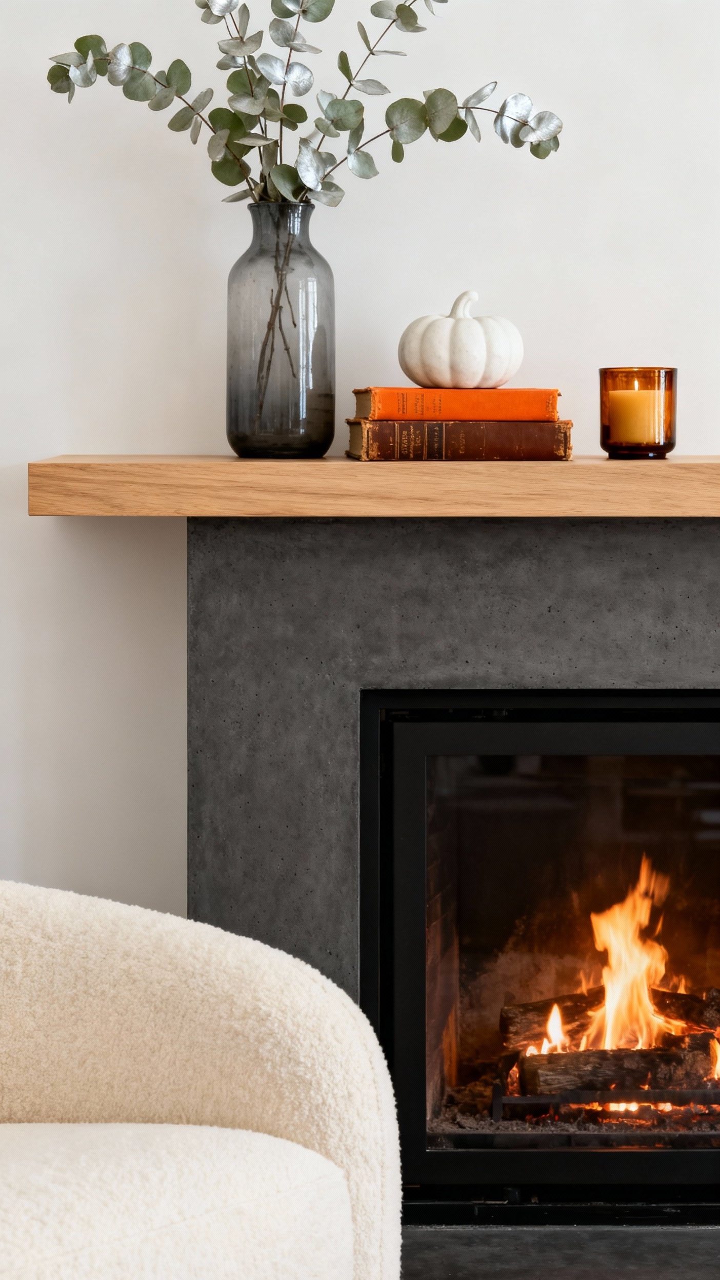 living room modern fall decor ideas - Modern Fall Living Room Warmth - A modern living room whispers fall elegance with...
