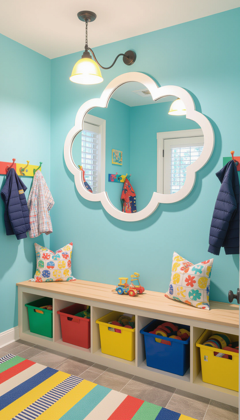 Mud Room With Mirror - Mudroom Mirrors: Texture and Warmth - The mudroom welcomes you with a symphony of...