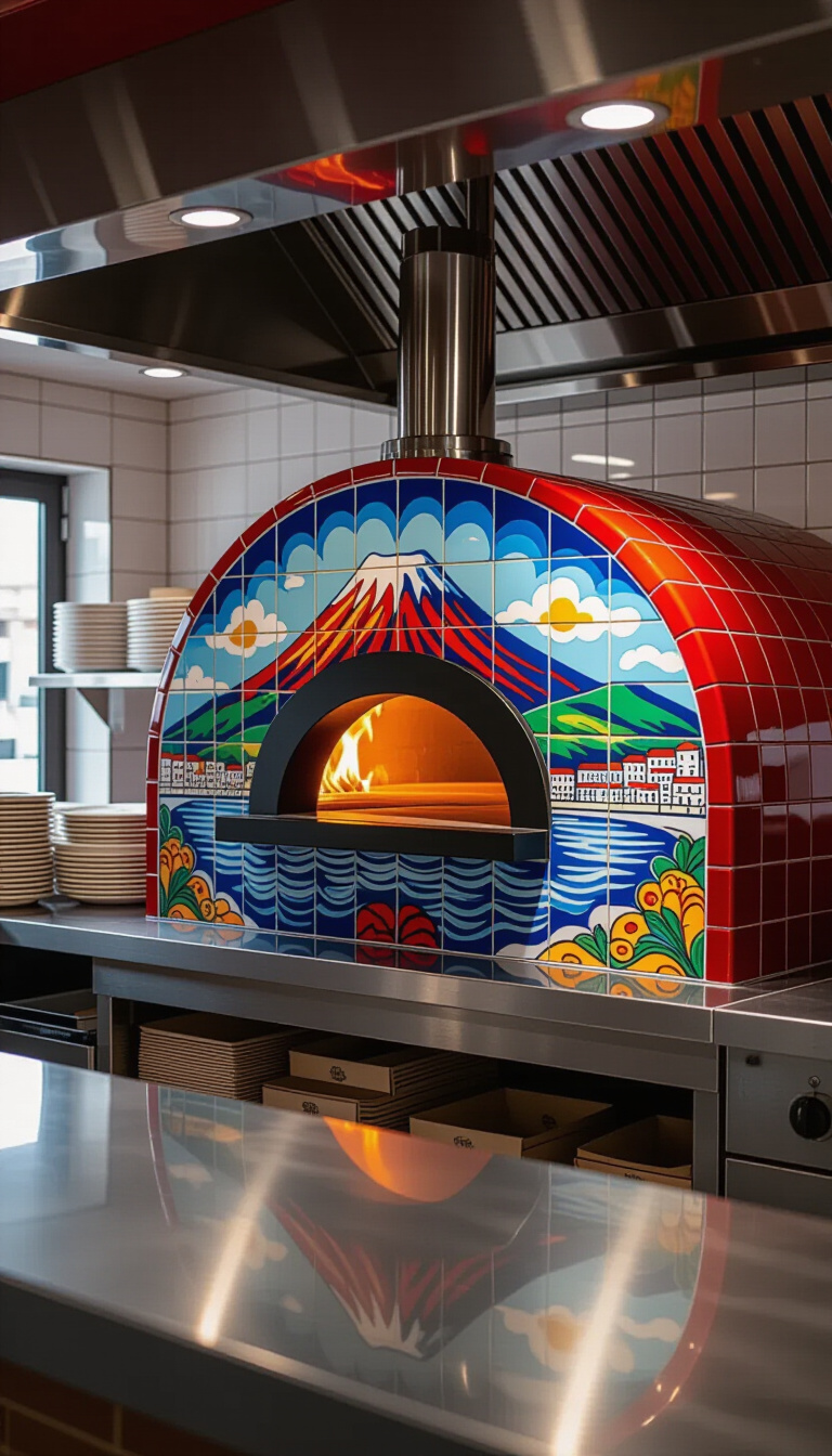 italian pizza ovens - Tuscan Heat: The Soul of Pizza - Sunlight floods a Tuscan farmhouse kitchen, illuminating a...