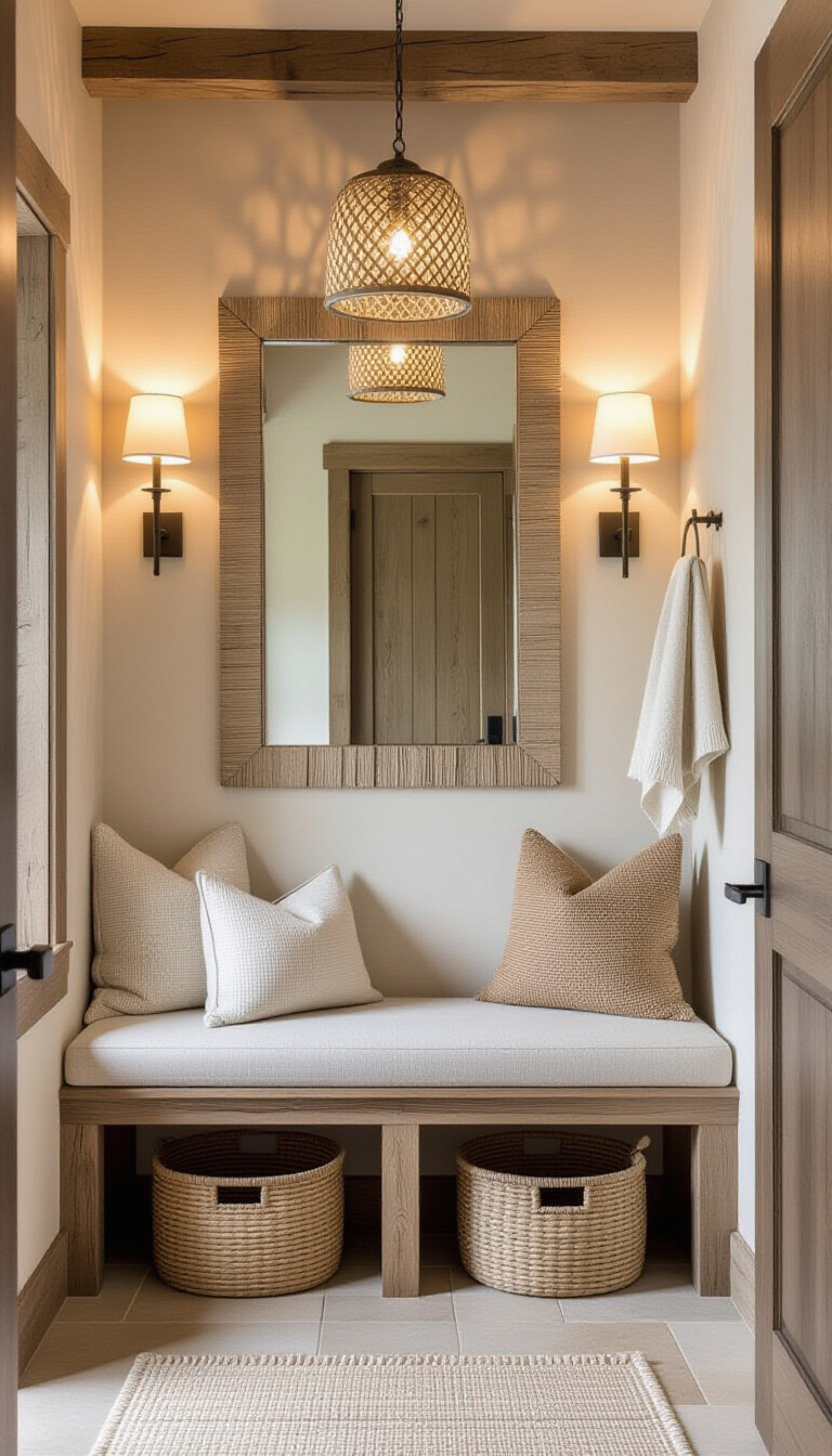 Mud Room With Mirror - Mudroom Mirrors: Cottage Charm and Light - The mudroom welcomes you with cottage charm. Floral...