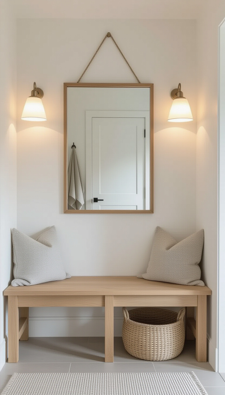 Mud Room With Mirror - Mudroom Mirror: Style Meets Function - Mud Room With Mirror - This mudroom design greets you with calm and...
